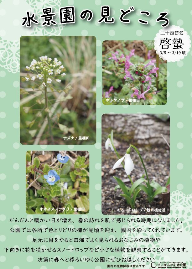 水景園の見どころ　二十四節気・啓蟄